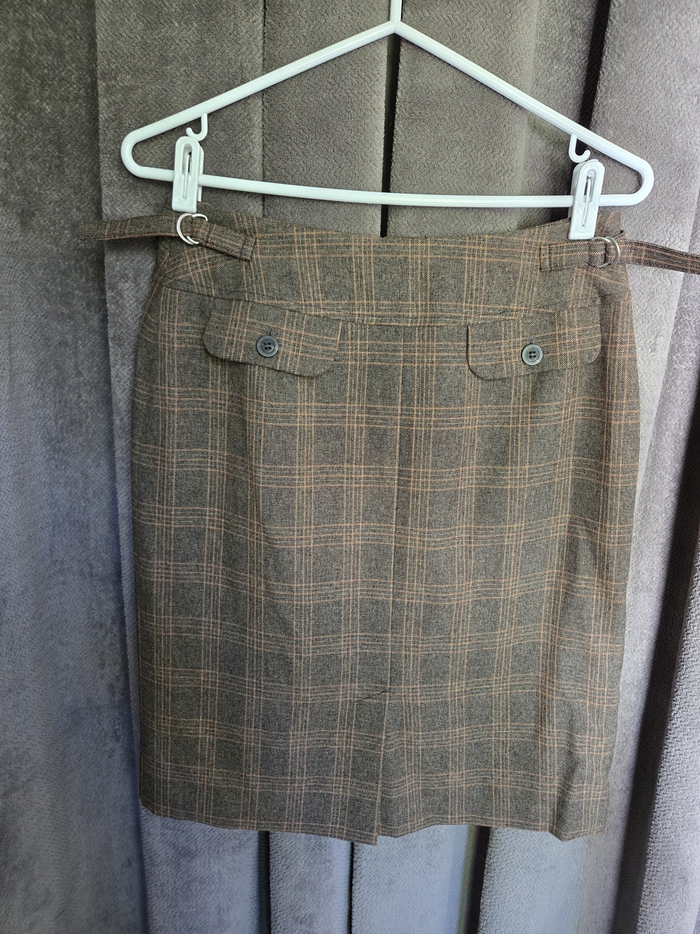 Tristan & Iseut Vintage Brown Plaid Pencil Skirt Dark Academia Preppy Classic 8 - Picture 15 of 15